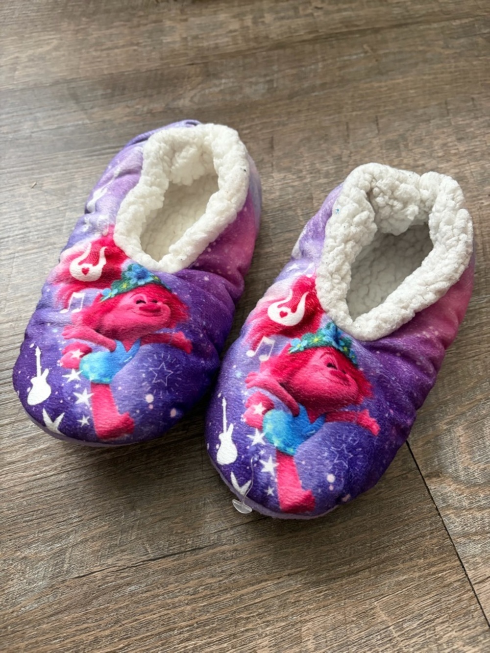 Girls Purple Trolls Slippers 12/13